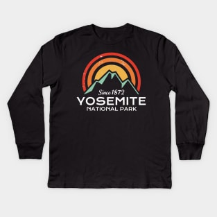 Yosemite National Park Retro Kids Long Sleeve T-Shirt